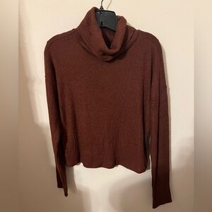 Bobeau Sweater Women's Brown Ribbed Knit Turtle Neck Long-Sleeve Size XS NWT